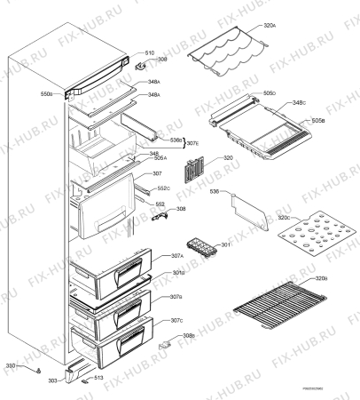 Взрыв-схема холодильника Electrolux ENB35400X - Схема узла Housing 001